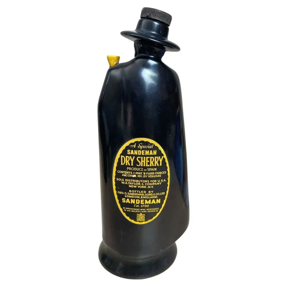 Vintage 1960s Royal Doulton Sandeman Don Dry Sherry Black Decanter 10.5″